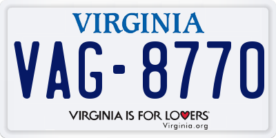 VA license plate VAG8770