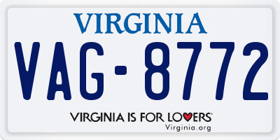VA license plate VAG8772