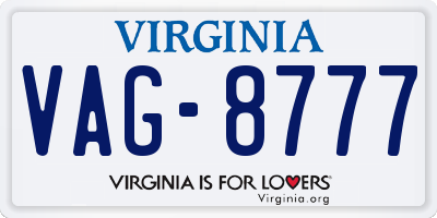 VA license plate VAG8777