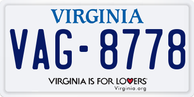VA license plate VAG8778