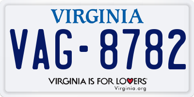 VA license plate VAG8782