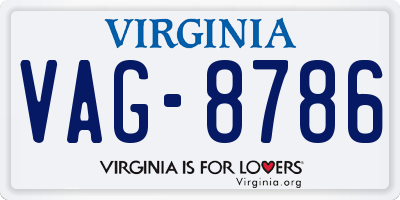 VA license plate VAG8786