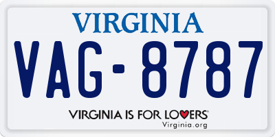 VA license plate VAG8787