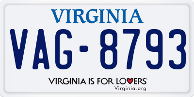 VA license plate VAG8793