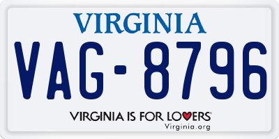 VA license plate VAG8796