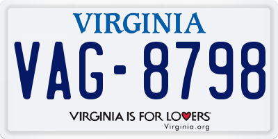 VA license plate VAG8798