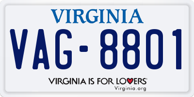 VA license plate VAG8801