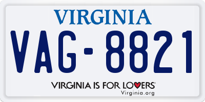 VA license plate VAG8821