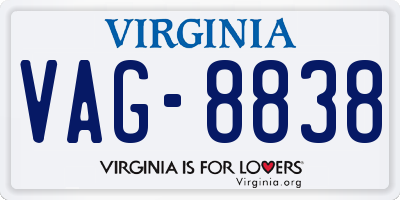 VA license plate VAG8838