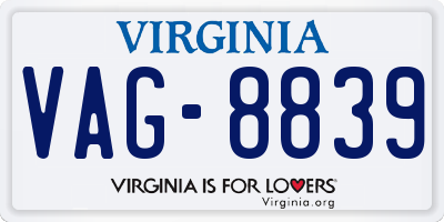 VA license plate VAG8839