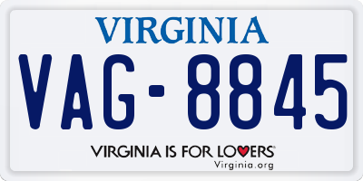 VA license plate VAG8845
