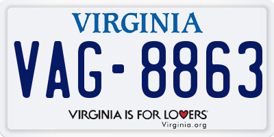 VA license plate VAG8863