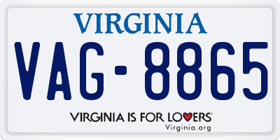 VA license plate VAG8865