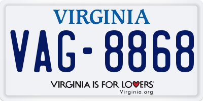 VA license plate VAG8868