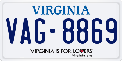 VA license plate VAG8869