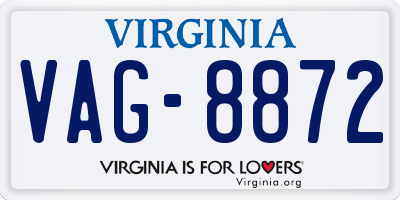 VA license plate VAG8872