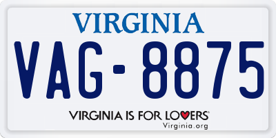 VA license plate VAG8875