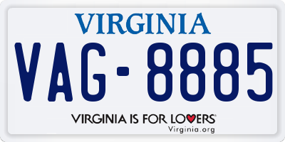 VA license plate VAG8885