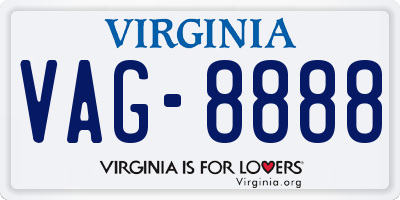 VA license plate VAG8888