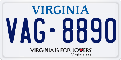 VA license plate VAG8890
