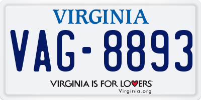 VA license plate VAG8893
