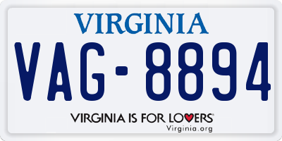 VA license plate VAG8894