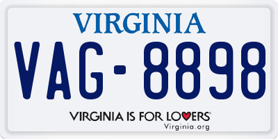 VA license plate VAG8898