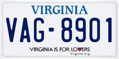VA license plate VAG8901