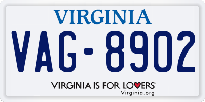 VA license plate VAG8902