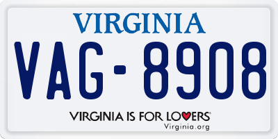 VA license plate VAG8908