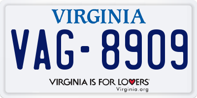 VA license plate VAG8909