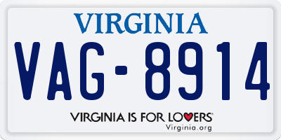 VA license plate VAG8914