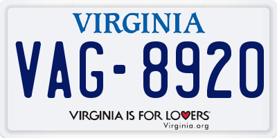 VA license plate VAG8920