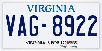 VA license plate VAG8922