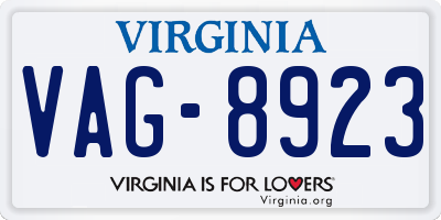 VA license plate VAG8923