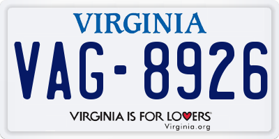 VA license plate VAG8926