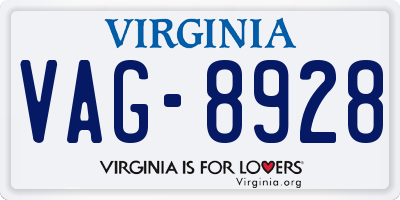 VA license plate VAG8928
