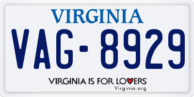 VA license plate VAG8929