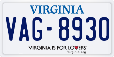VA license plate VAG8930