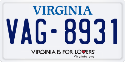 VA license plate VAG8931