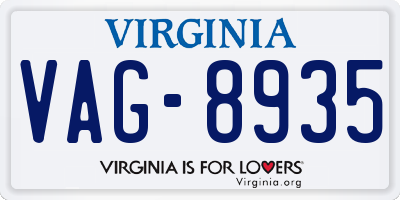 VA license plate VAG8935