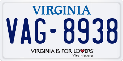 VA license plate VAG8938