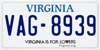 VA license plate VAG8939