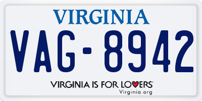 VA license plate VAG8942