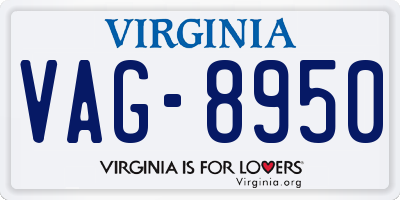 VA license plate VAG8950
