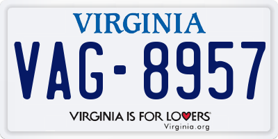VA license plate VAG8957