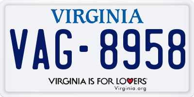 VA license plate VAG8958