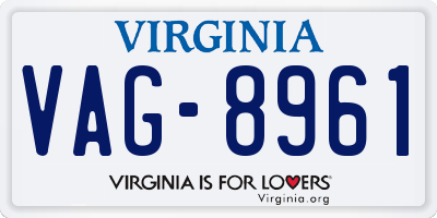 VA license plate VAG8961