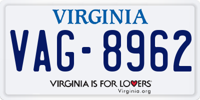 VA license plate VAG8962