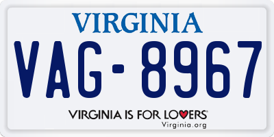 VA license plate VAG8967